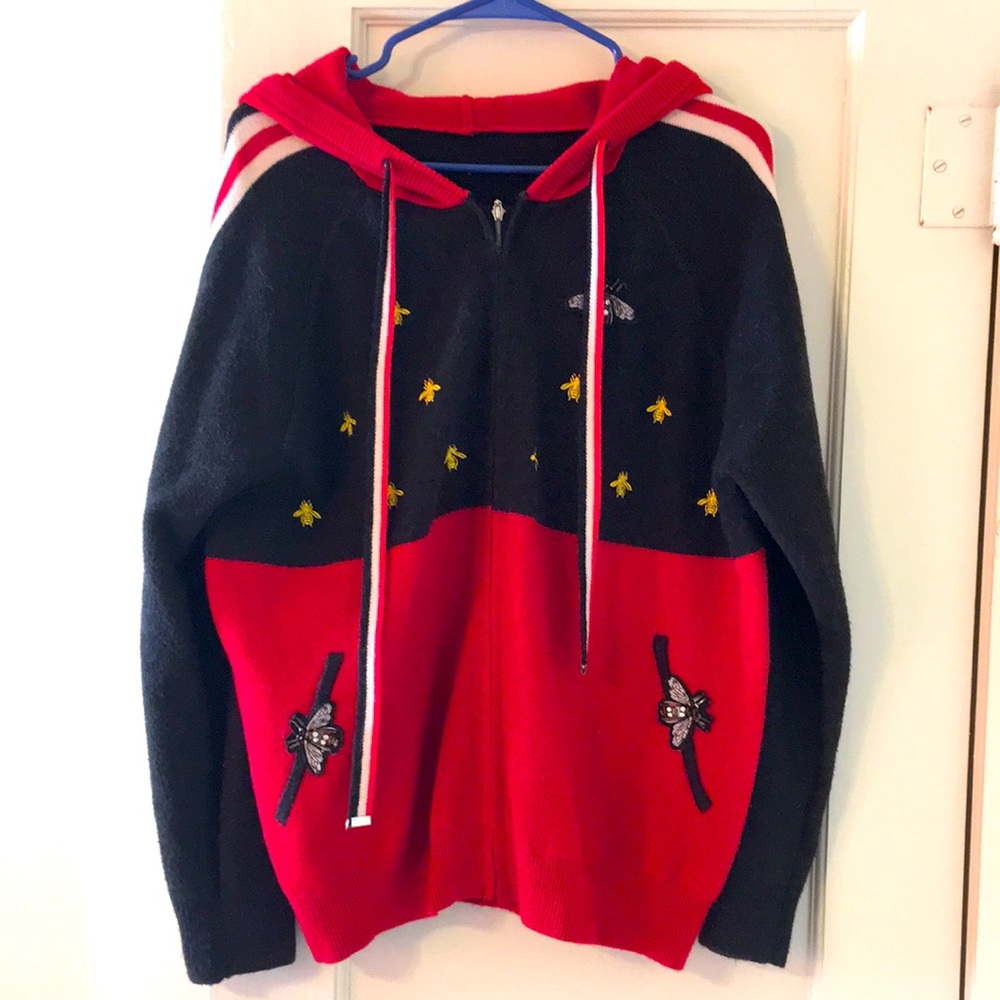 Bee Mohair Soft Zip Up Hoodie